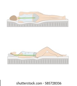 correct posture during sleep. vector illustration.