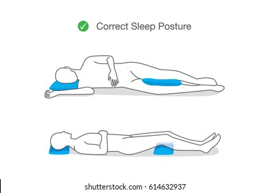 Correct posture while sleeping for maintaining your body. Illustration about healthy lifestyle. svg