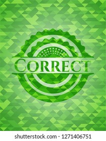 Correct realistic green mosaic emblem