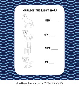 Correct the right word, logic game, word scramble