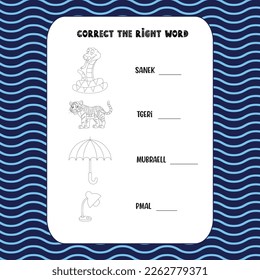 Correct the right word, logic game, word scramble