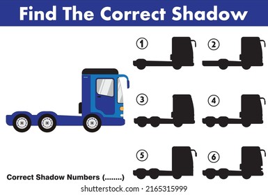 Correct Shadow Educational Matching Game With Fun Character. Logic Games For Kids. Learnig Card For Child Kindergarten Or School.