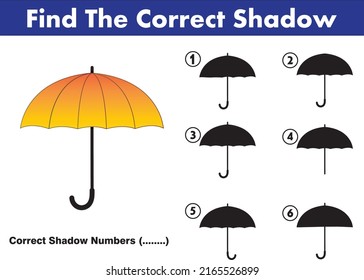 Correct Shadow Educational Matching Game With Fun Character. Logic Games For Kids. Learnig Card For Child Kindergarten Or School.