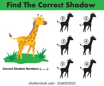 sombra correcta.Juego educativo de correspondencias para niños con gracia.
