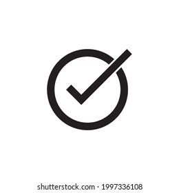 icono de signo correcto, ilustración de icono correcta en blanco y negro, para la lista de datos y el icono de signo correctos