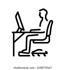 Correct sitting posture сolor line icon. Pictogram for web page.
