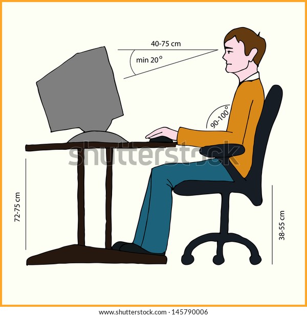 Correct Sitting Posture Correct Position Persons Stock Vector