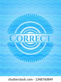 Correct sky blue water wave badge background.