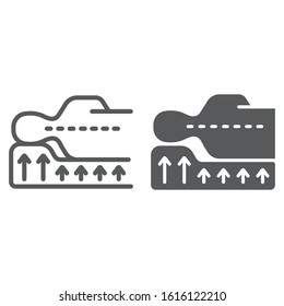Correct sleep line and glyph icon, orthopedic and medical, posture support sign, vector graphics, a linear pattern on a white background, eps 10.