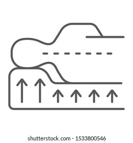 Correct sleep thin line icon, orthopedic and medical, posture support sign, vector graphics, a linear pattern on a white background, eps 10.