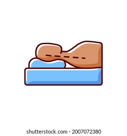 Correct Sleeping Position For Reducing Neck Pain RGB Color Icon. Pillow Cushioning Head. Maintaining Natural Alignment. Back-lying Posture. Avoiding Muscle Imbalance. Isolated Vector Illustration