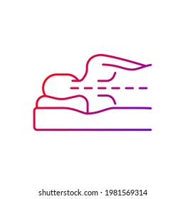 Correct Sleeping Position For Spinal Health Gradient Linear Vector Icon. Keeping Spine Straight. Side-lying Posture. Thin Line Color Symbols. Modern Style Pictogram. Vector Isolated Outline Drawing