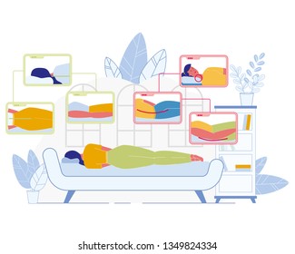 Correct Slipping Position for Spine Diseases, Back Pain, Posture Problems Prevention Flat Vector Banner, Infographics. Woman Lying, Slipping on Comfortable, Orthopedic Mattress and Pillow Illustration