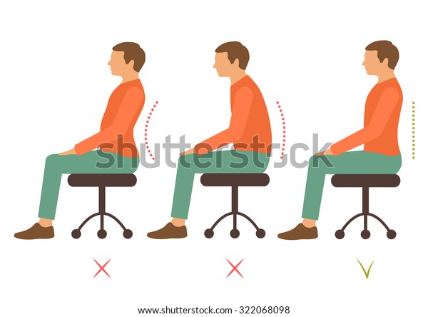 脊椎の姿勢を正す 座位が悪い 背中の痛み ベクターイラスト のベクター画像素材 ロイヤリティフリー