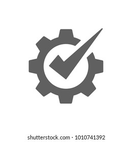 Correct symbol with gear icon in trendy flat style isolated on white background. Symbol for your web site design, logo, app, UI. Vector illustration, EPS