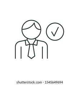 correct user - minimal line web icon. simple vector illustration. concept for infographic, website or app.