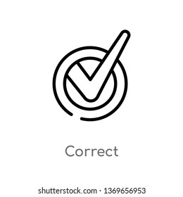 correct vector line icon. Simple element illustration. correct outline icon from user interface concept. Can be used for web and mobile
