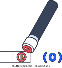 A correct voting example in Korean elections with a stamp neatly inside the box