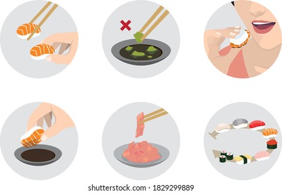 The correct way of eating sushi