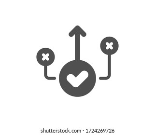 Correct way icon. Approved path sign. Right decision symbol. Classic flat style. Quality design element. Simple correct way icon. Vector