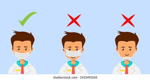 The correct way to wear a cloth mask is a vector illustration used to make advertisements.