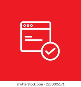 Correct window line icon. Graphic resource template, vector illustration.