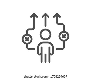 Correct working process line icon. Business way sign. Choose path symbol. Quality design element. Editable stroke. Linear style business way icon. Vector