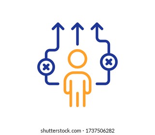 Correct working process line icon. Business way sign. Choose path symbol. Colorful thin line outline concept. Linear style business way icon. Editable stroke. Vector