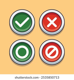 correct and wrong sign symbol - cartoon vector illustration. design element for poster, brochure, web, mascot, sticker, logo and icon.