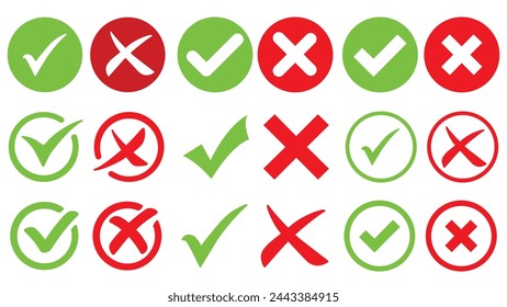 Correct and wrong signs vector collection.