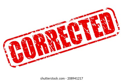 Corrected red stamp text on white