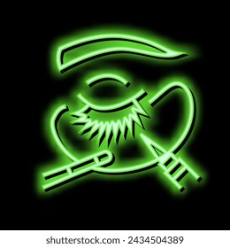 vector de signo de luz de neón de las pestañas de corrección. ilustración de pestañas de corrección