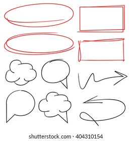 correction mark elements, circle highlighter, 
