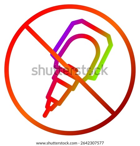 correction pen inside crossed red circle indicates not allowed with gradient color fill This symbol is useful for education