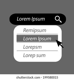 Correction or suggestion text in search form of website 