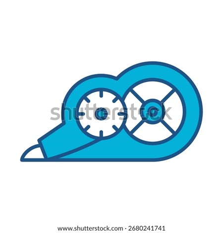 Correction Tape Icon In Blue Monochrome Flat Design, Vector Illustration