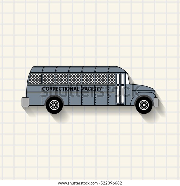 Correctional facility prison bus on mathematical\
squares paper