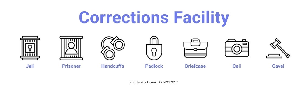 Corrections Facility icon banner and collection blue color