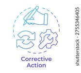Corrective action blue gradient concept icon. Business process, management framework. Corporate control. Round shape line illustration. Abstract idea. Graphic design. Easy to use in booklet, article