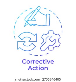 Corrective action blue gradient concept icon. Business process, management framework. Corporate control. Round shape line illustration. Abstract idea. Graphic design. Easy to use in booklet, article