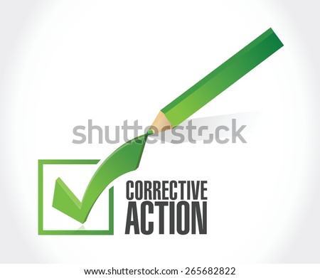 corrective action check mark sign illustration design over white background