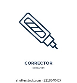 corrector icon from education collection. Thin linear corrector, injury, big outline icon isolated on white background. Line vector corrector sign, symbol for web and mobile