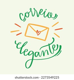 Correio elegante. elegant mail in brazilian portuguese. Modern hand Lettering. vector.