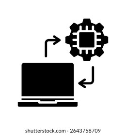 Ícone de glifo de correlação, uso para aprendizado de máquina, educação, indústria de tecnologia, interface do usuário, kit UX, desenvolvimento de aplicativo e web, digital ou impresso.
