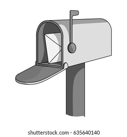 Correspondence box.Mail and postman single icon in monochrome style vector symbol stock illustration web.