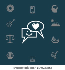Correspondence chat, smile and love vector icon