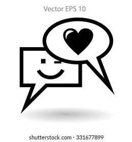 Correspondence chat, smile and love vector icon