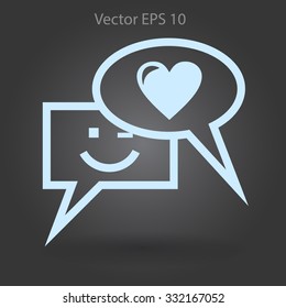 Correspondence chat, smile and love vector icon