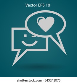 Correspondence chat, smile and love vector icon