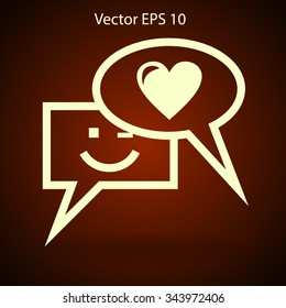 Correspondence chat, smile and love vector icon